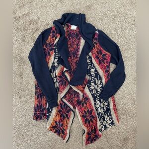 Vocal Boho Aztec Tribal Cowichan Knit Cardigan Sweater Duster Coat Tunic Top S